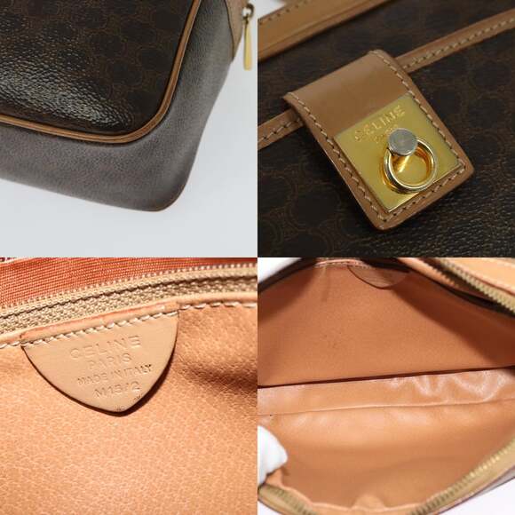 CELINE Macadam Canvas Shoulder Bag Pvc Leather Brown Gold - Picture 11 of 13